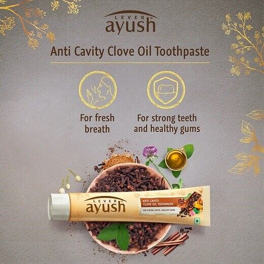 Lever Ayush Clove Oil Anti-Cavity Natural Toothpaste 110g 30g