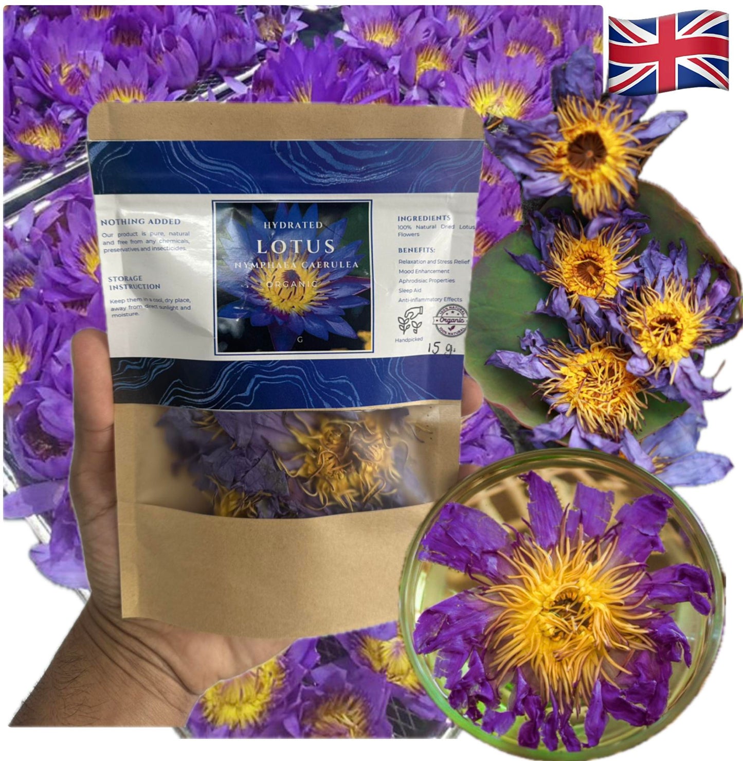 Blue Lotus Flowers - Nymphaea Caerulea Organic